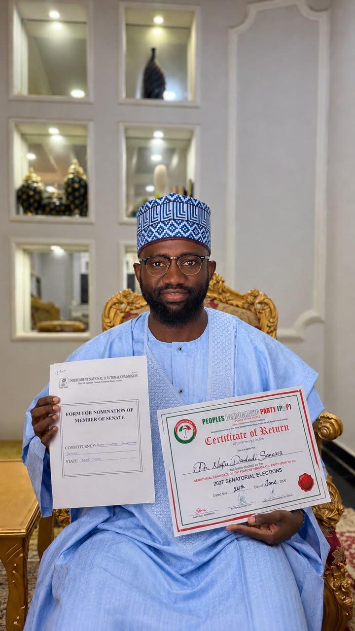 Dr. Nafiu Sankara Receives PDP Certificate of Return for Kano Central Senatorial Seat